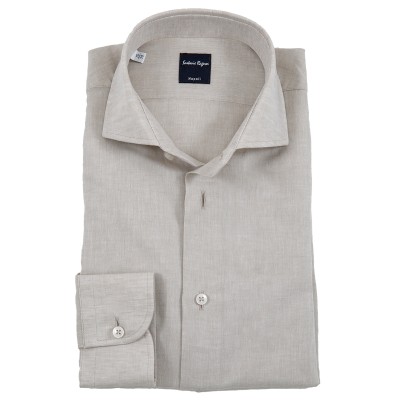 Camicia in lino e cotone beige