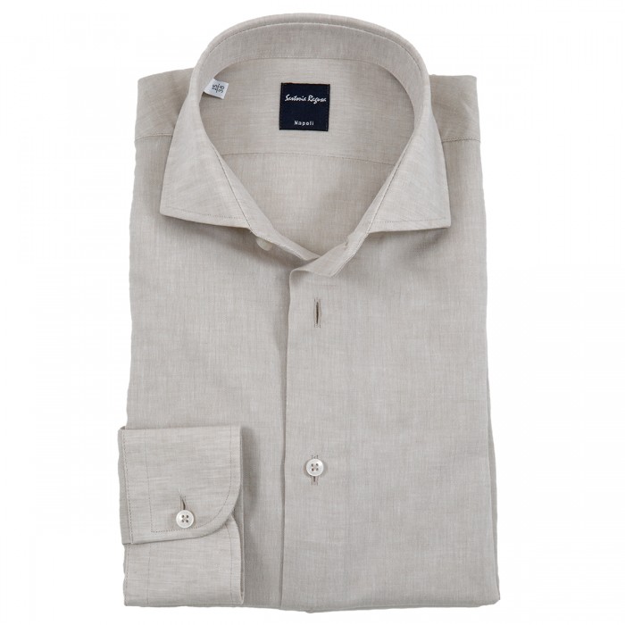 Camicia in lino e cotone beige