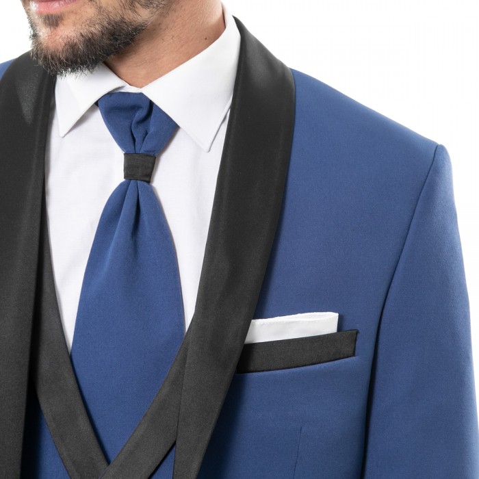 Smoking bluette rever a contrasto