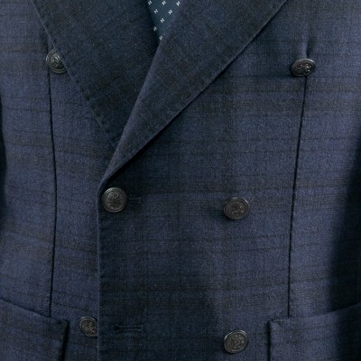 Giacca quadro blu doppio petto 2