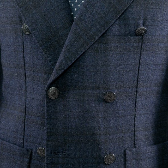 Giacca quadro blu doppio petto