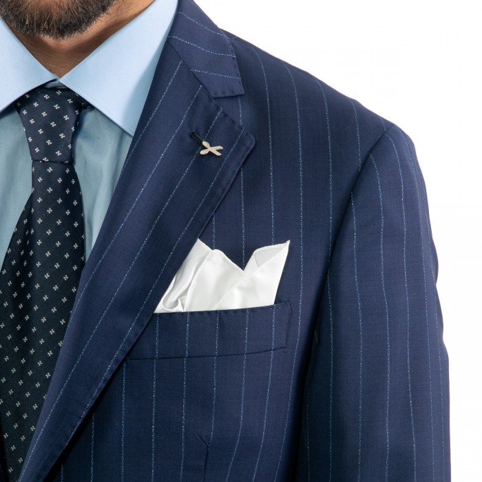 Abito monopetto gessato blu