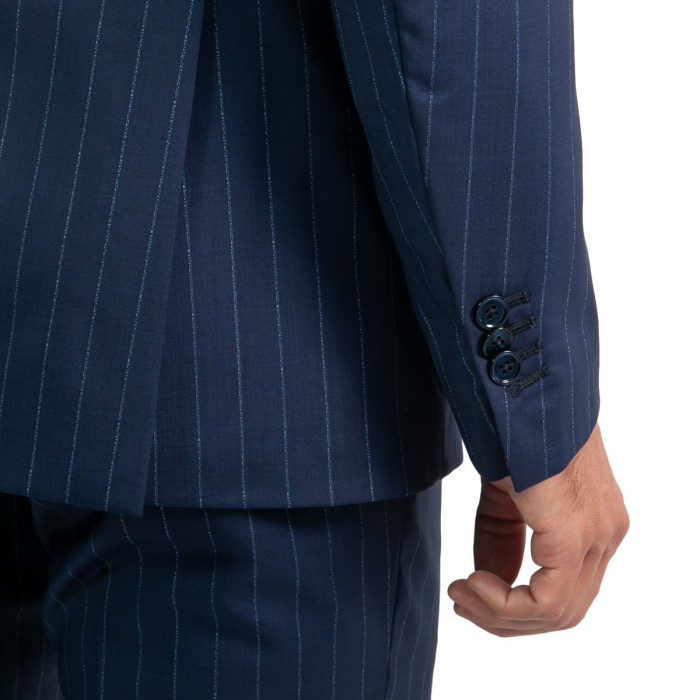 Abito monopetto gessato blu