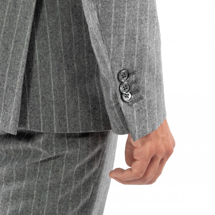 Abito monopetto gessato grigio lana e...