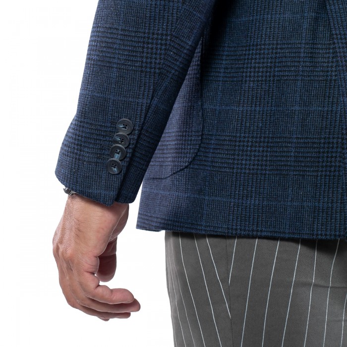 Giacca monopetto quadro galles blu D-4