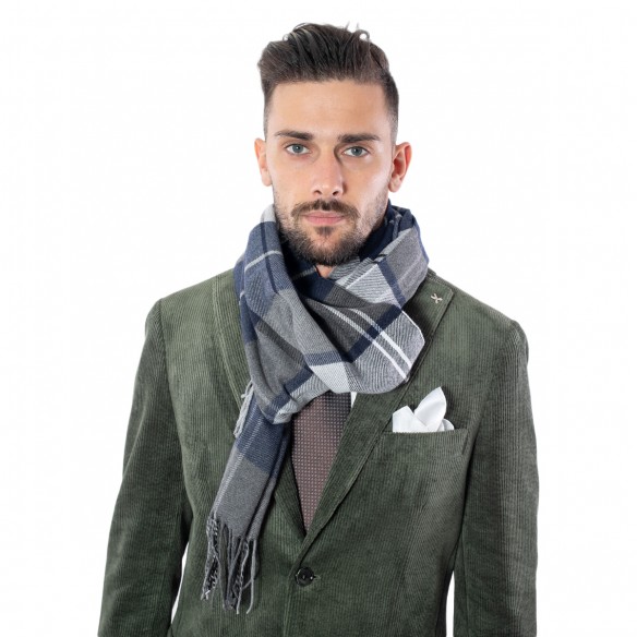 Pashmina fantasia grigia blu