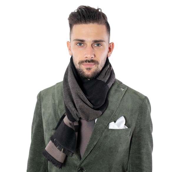 Pashmina fantasia nero/beige