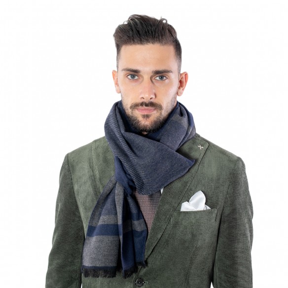 Pashmina fantasia blu/grigio