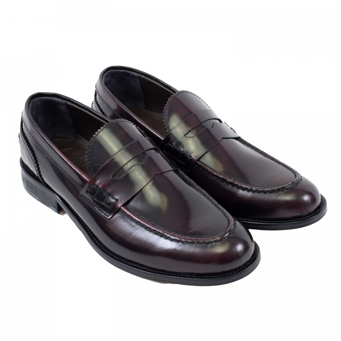 Mocassino bordeaux abrasivato