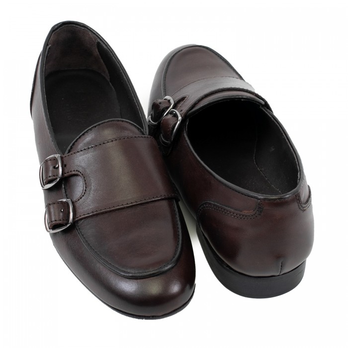 Scarpa mocassino con fibbie moro