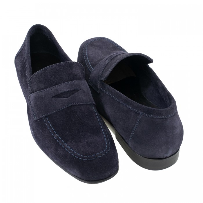 Mocassino blu scamosciato