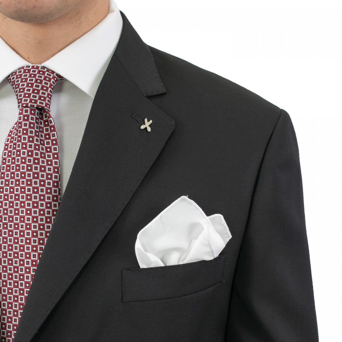 Abito monopetto nero in lana tasmania