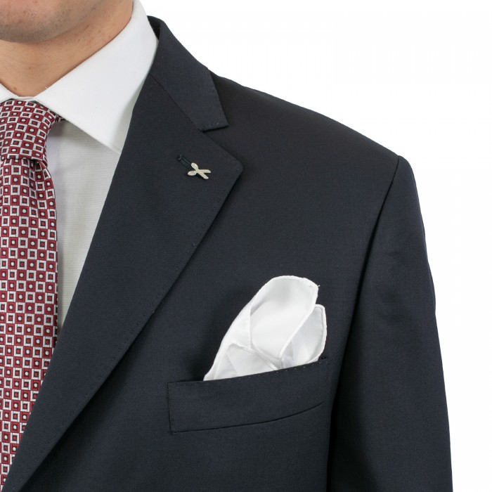 Abito monopetto blu in lana tasmania