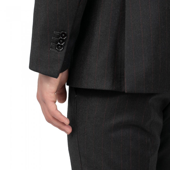 Abito monopetto  grigio gessato rigo...