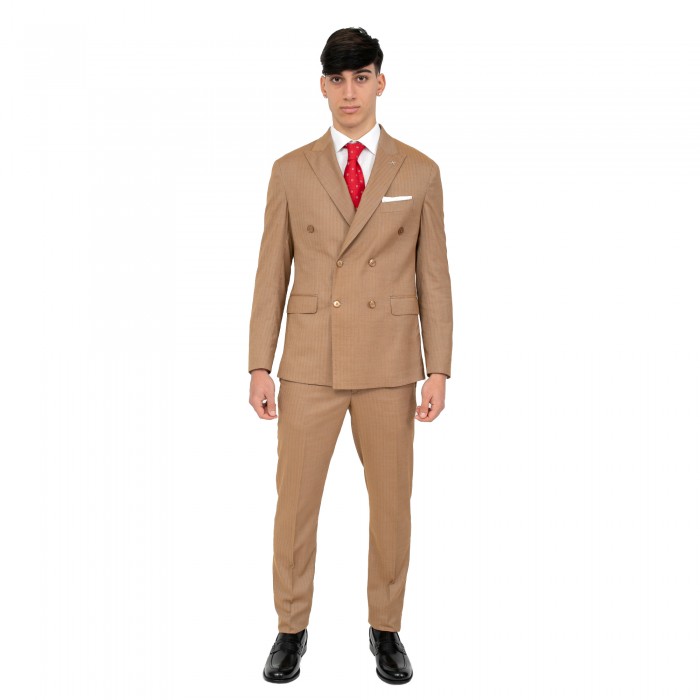 Abito doppio petto - spigato beige