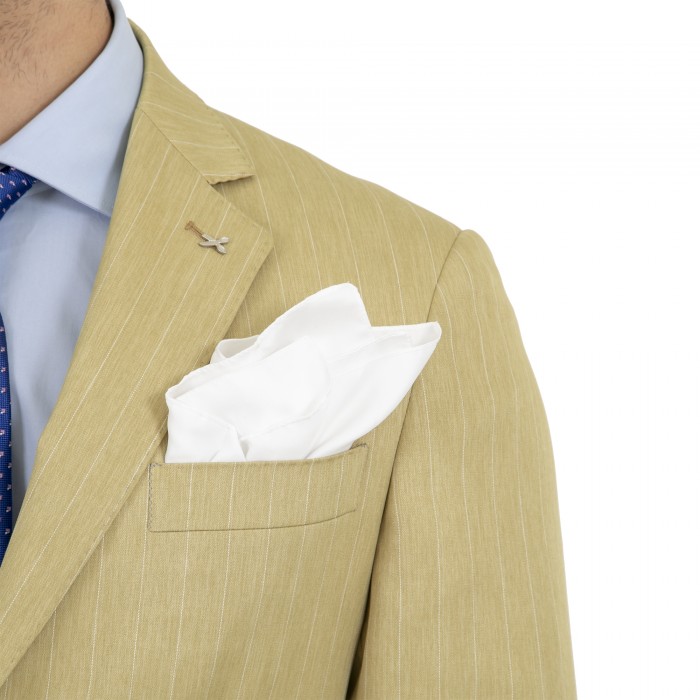 Abito monopetto gessato beige