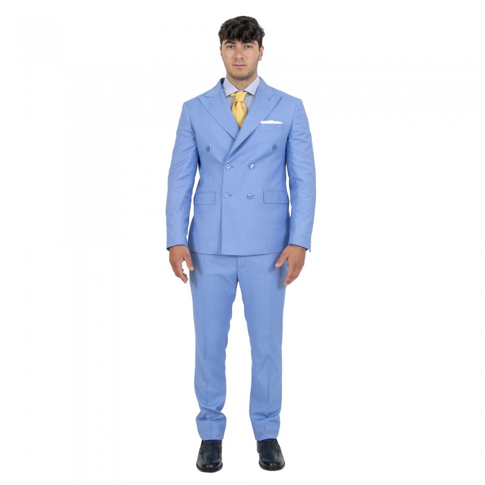 Abito doppio petto - spigato celeste