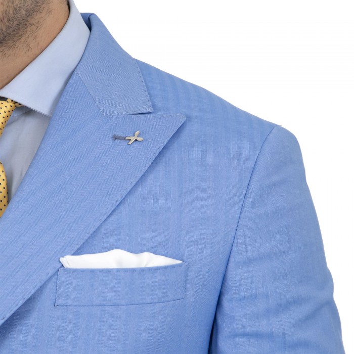 Abito doppio petto - spigato celeste