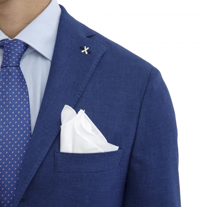 Giacca monopetto blu in lana