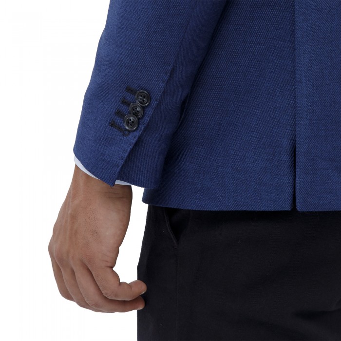 Giacca monopetto blu in lana