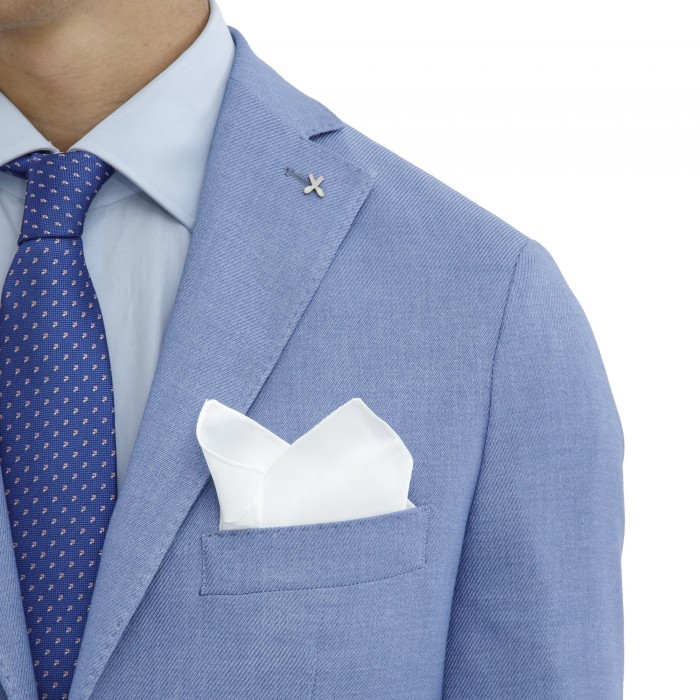 Giacca monopetto celeste in lana