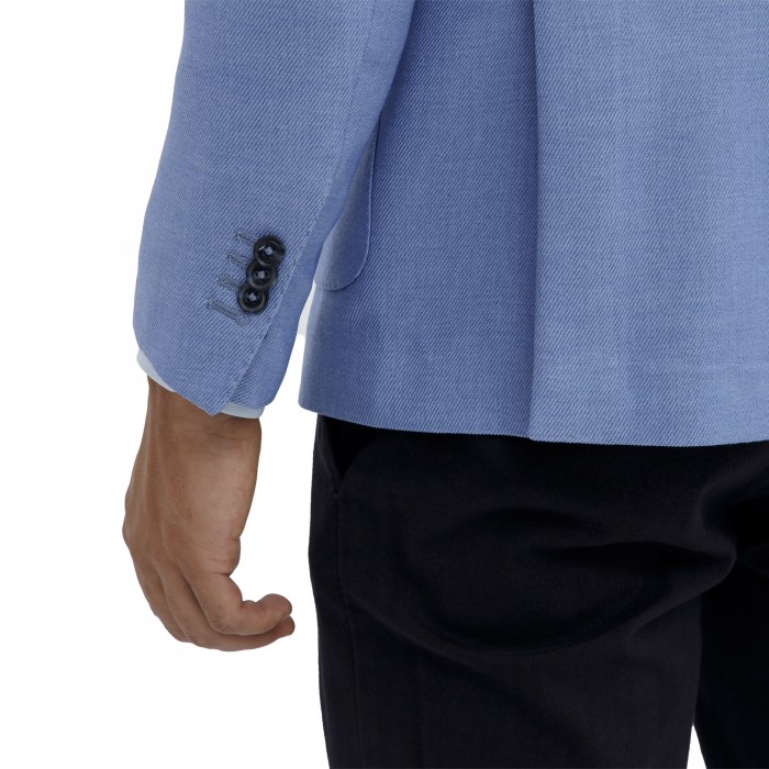 Giacca monopetto celeste in lana