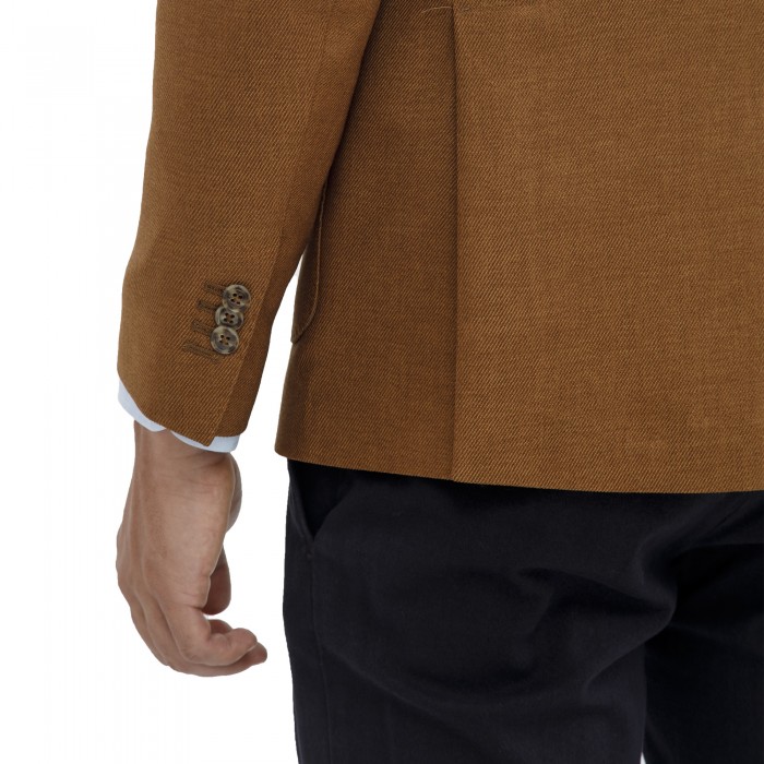 Giacca monopetto marrone in lana