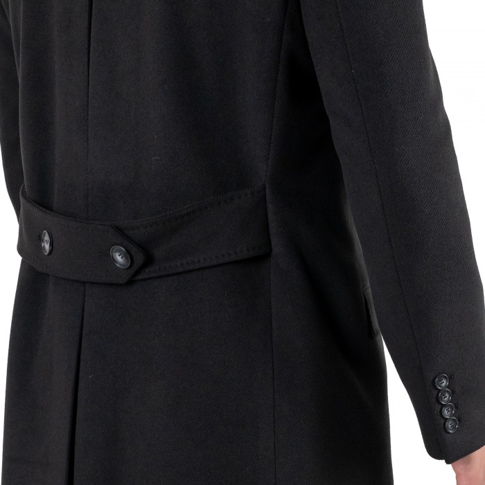 Cappotto doppiopetto nero lana e...