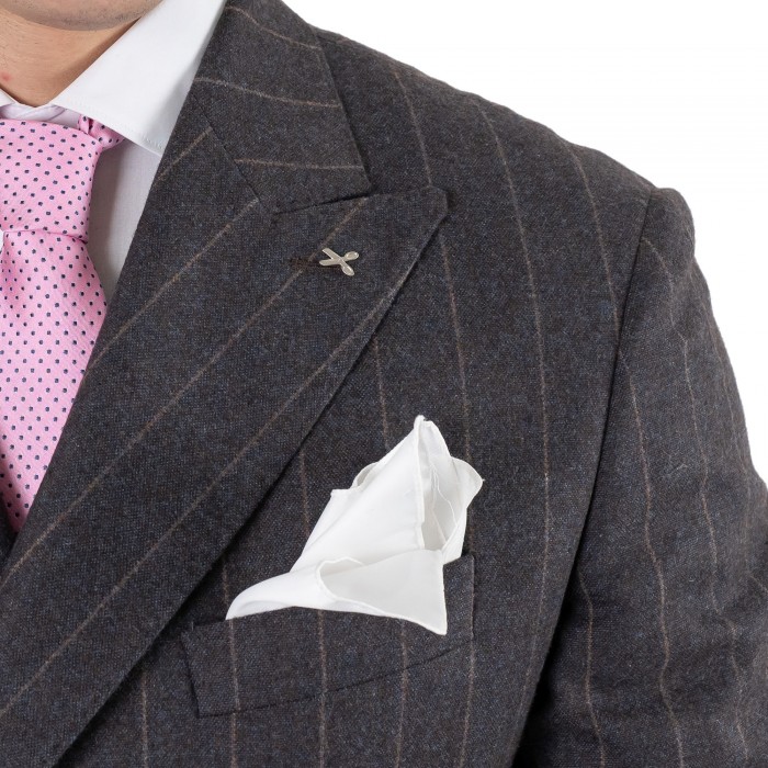 Abito doppio petto gessato in lana moro