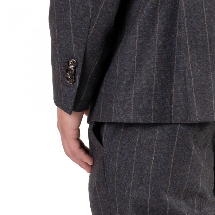 Abito doppio petto gessato in lana moro