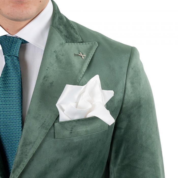 Abito in velluto verde petto a lancia