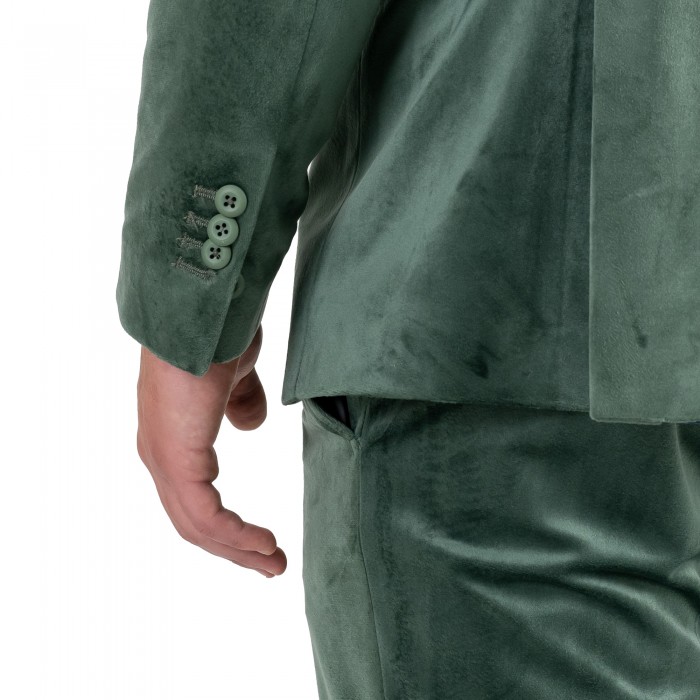 Abito in velluto verde petto a lancia