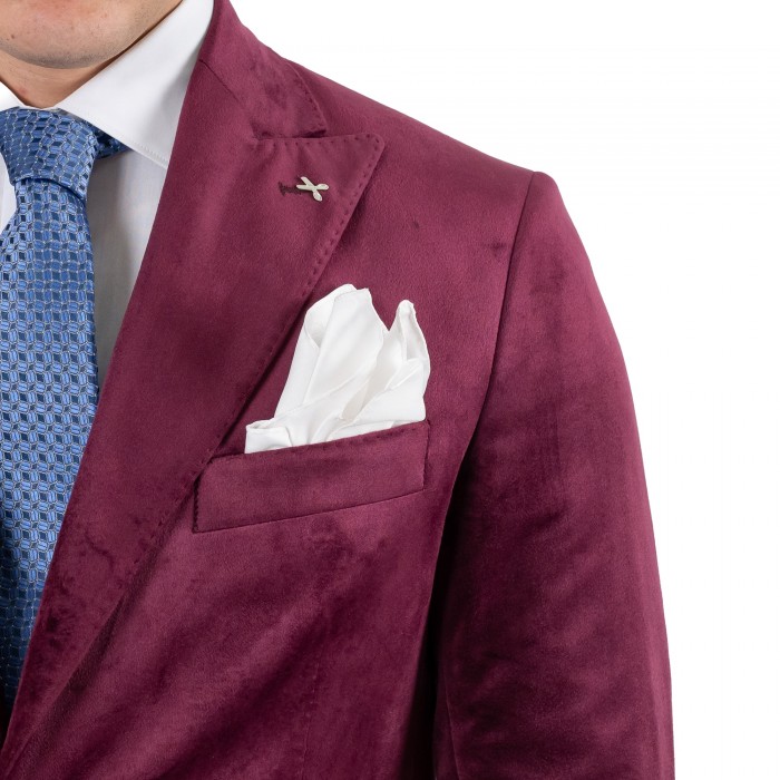 Abito in velluto bordeaux petto a lancia
