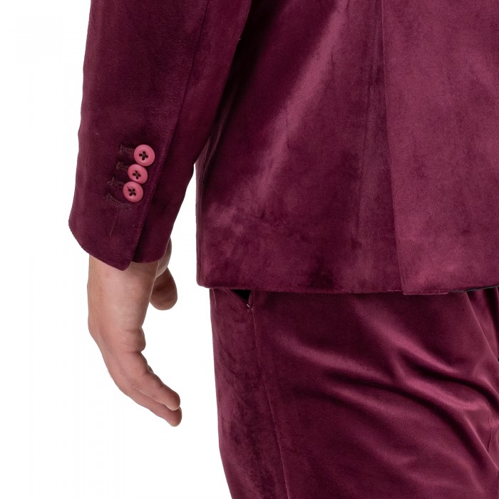 Abito in velluto bordeaux petto a lancia