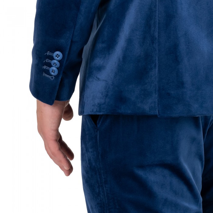 Abito in velluto blu petto a lancia