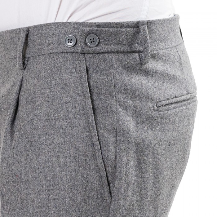 Pantalone grigio in lana foulè