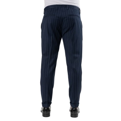 Pantalone gessato in lana blu 2