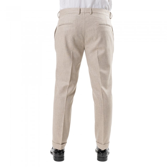 Pantalone beige in lana foulè
