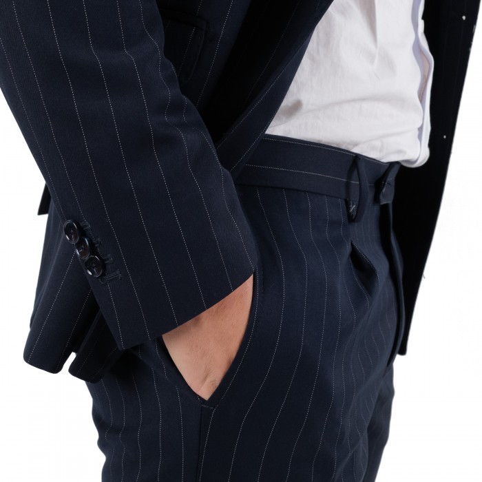 Abito doppio petto gessato blu