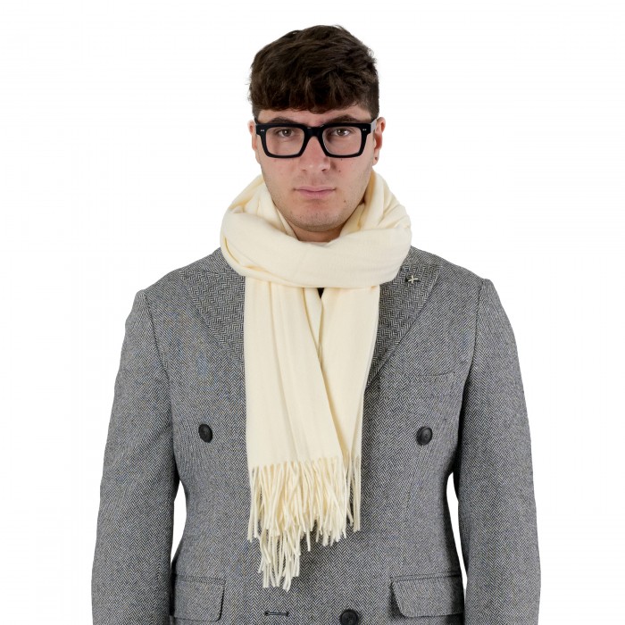 Pashmina tinta unita cashmere bianca