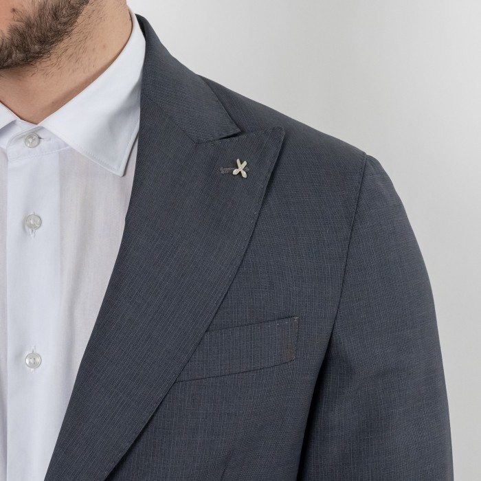 Abito monopetto grigio petto a lancia...