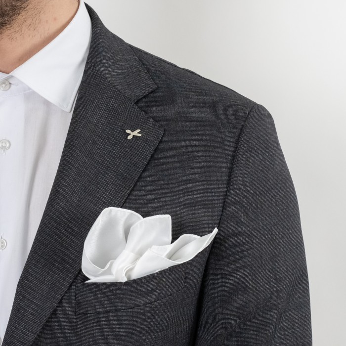 Abito monopetto grigio in lana...