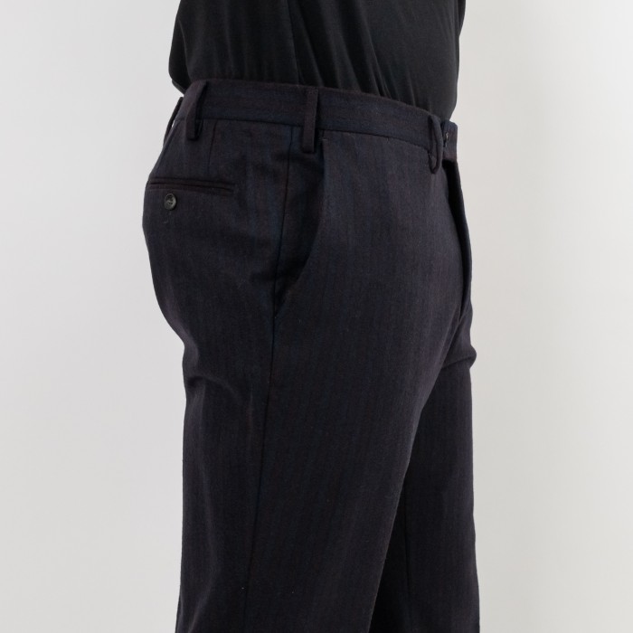 Pantalone drop 4 gessato blu
