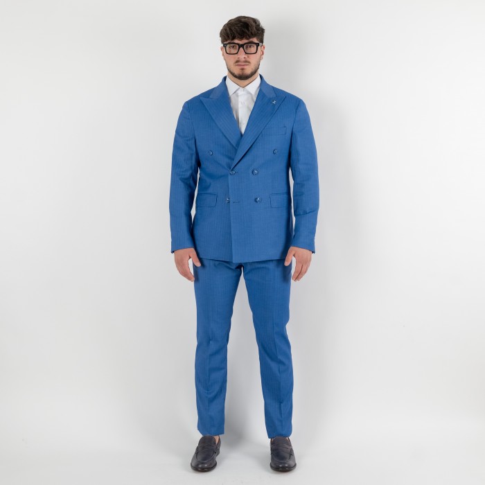 Abito doppio petto - spigato azzurro