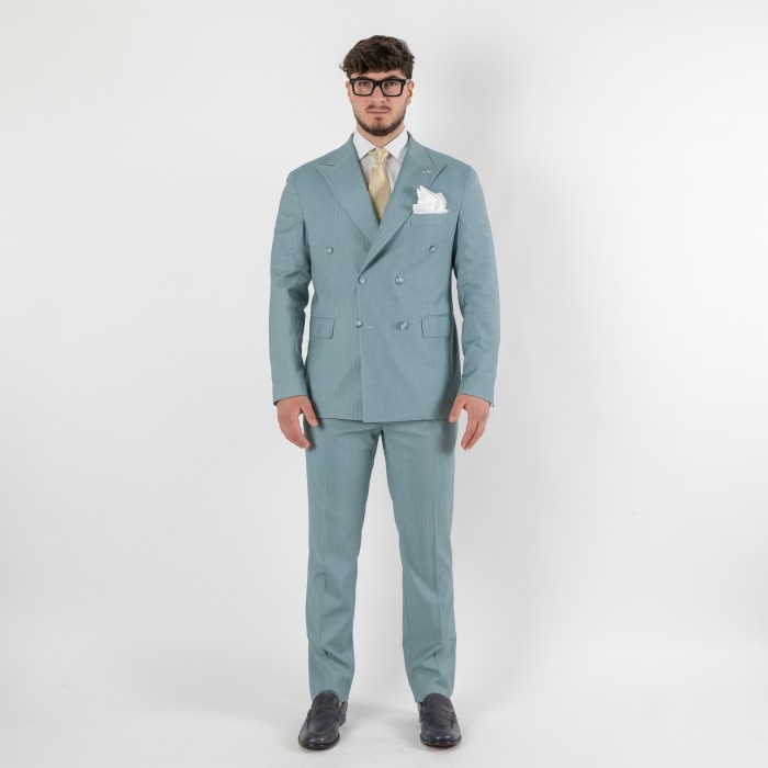 Abito doppio petto - spigato verde acqua