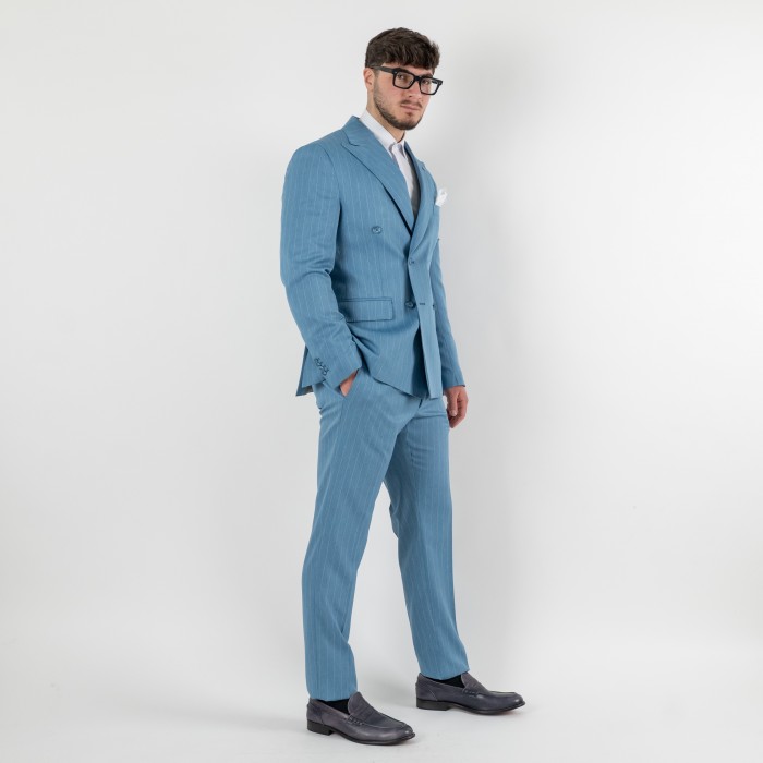 Abito doppio petto a lancia gessato...