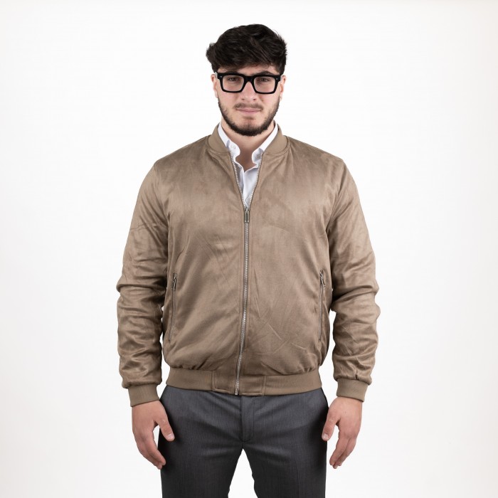 Bomber in alcantara - Beige