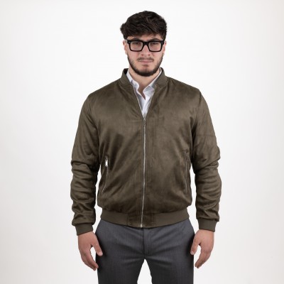 Bomber in alcantara - Verde