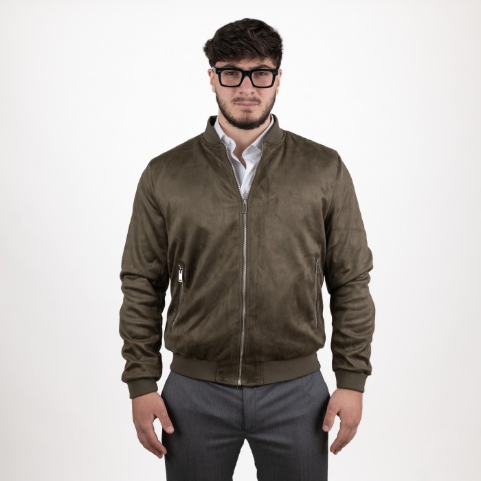 Bomber in alcantara - Verde