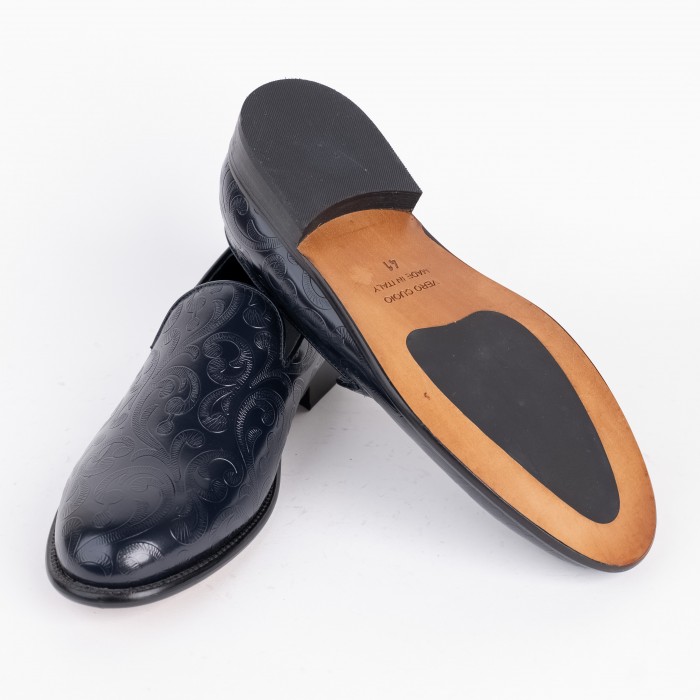 Mocassino blu damascato